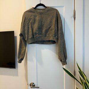 Zara Denim Cropped Hoodie